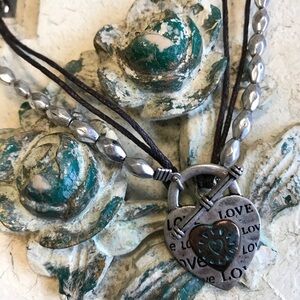 Heart W/Love Necklace & Earring Set